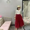 التنانير 2024 الصيف Tutu tulle Skirt خمر Midi مطوي الشبكة الناعمة للسيدات لوليتا وصيفات الزفاف Faldas Mujer Saias Jupe