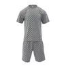 Vêtements de sport pour hommes été nouveau coréen High Street jacquard uni T-shirt deux pièces ensemble pour hommes décontracté rétro lâche haut à col rond 240205