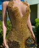 Robe de soirée sirène marron scintillante, robe de Gala de luxe pour femmes, diamant cristal velours, robe de cérémonie de bal