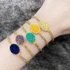 Charm Armbanden FLOLA Glanzende Ovale Druzy Steen Voor Vrouwen Vergulde Kralen Kristal Verstelbare Sieraden Geschenken Brtb41