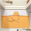 Bath Mats Cute Diatom Super Absorbent Bathroom Mat Cartoonnon-Slip Mud Toilet Pad Quick-Drying Floor 240129 Drop Delivery Home Garde Dhmat