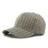 Ball Caps Women British Plaid Winter Baseball Cap For Men Brown Classic Houndstooth Trucker Hat Gorras Para Mujer