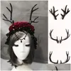 Garden Decorations Cosplay Black Deer Antlers Artificial Horn Headband Diy Accessory Halloween Props Simation Plastic Decor Drop Del Dhsaz