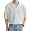 Polos masculinos elegantes negócios mangas curtas verão tops resistentes ao desgaste camisa masculina gola virada para baixo vestuário masculino casual