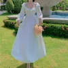 Robes décontractées Vintage élégant blanc longue robe femmes 2024 Mori style fée princesse fête col carré manches printemps