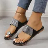 Slippers Summer Women's Toe مجموعة أزياء مياه صنادل الماس مسطحة أسفل الشاطئ Zapatillas mujer