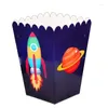 Parti Dekorasyonu 6 PCS Uzay Astronot Patlamış Mısır Kutusu Roket Çocukları Doğum Günü İyileştirme Kutuları Out Out Tema Dekoru
