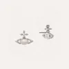 Planet Satellite Oreing Bringle Designer Viviane Viviennes Westwood Jewelry Forh Western Oval Pearl Horse Eye Zircon Cross Saturne Saturnes Boucles d'oreilles Femme Classic Full Diam