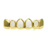 Grillz Стоматологические грили Grillz Стоматологические грили Новые 18-каратное настоящее золото с покрытием Iced Out Хип-хоп Полые зубы Верхний гриль Хэллоуин Рождественская вечеринка G Dhvgf