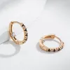 Hoop Earrings Wbmqda Simple Fashion Black And White Zircon For Women 585 Rose Gold Color Girl Children Daily Jewelry Accessories