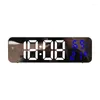 Wall Clocks Bedroom Tabletop Electronic Mirror Alarm Clock LED Digital Display Watch Date Time Temp Humidity Hanging