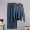 Pantalon de deux pièces pour femmes Ensemble de vêtements en tricot pour femmes Automne / Hiver Pull à col polo Pull à jambe large Pantalon à jambes larges Y2k Robe officielle Manteaux chauds