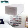 20Pcs Shoe Rack Shoes Storage Organizer System Transparent Shoe Cabinet Furniture Stackable Sneaker Box Display Case Storage Box 240131