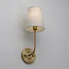 Wandlampe Permo Single Classic Country Industrial mit ausgestattetem Trichter Wäsche Stoff Schatten Schlafzimmer Bett Lesen Leuchte