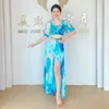 Stage Wear Women Belly Dance Costume Tie-dye Mesh Practice Clothes Set 3-piece Performance Top Skirt Dancing Professional