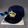 Berretti a sfera in metallo di alta qualità Snapback Corona di marca Berretto da baseball a tesa piatta Gioventù Cappelli Hip Hop per uomo Donna Cappello da sole Gorras Hombre