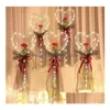 Décoration de fête LED Bobo Ballon Clignotant Lumière En Forme De Coeur Rose Fleur Boule Transparent Mariage Saint Valentin Cadeau Fy3981 B1018 Dhgc9