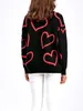 Women's Sweaters Winter Pullovers 2024 Heart Print O-Neck Basic Vintage Casual Oversized Jumper Thick Warm Knitted For Women