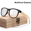 Lunettes de soleil Tendance de la mode Lunettes de lecture multifocales Anti-lumière bleue Femmes Hommes Jambes en bois Ordinateur NearFar Sight Presbyopia Lunettes