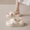 Płaskie sandały buty buty wysokość Anti-Slip zwiększa szare kapcie kobiety Summer Sneakers