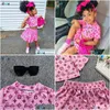 Pyjamas Qunq 2023 Sommer Mädchen O Hals Schöner Druck Kurzarm Plover Top Rock 2 Stück Set Lässige Kinder Kleidung Alter 3 T 8T Dro DHRB6