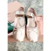 Luxury Miui Miui Paris Ballet Flats Slingback Designer Professional Dance Miu Miu Shoes Satin Ballerinas Mm Platform Bowknot Shallow Mouth Single Shoe Flat Sandals