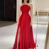 Party Dresses Elegant Burgundy Chiffon Evening Dress For Women Basic Style Long Slit Design Saudi Arabia And Dubai Wedding Parties Sf141