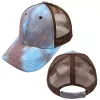 Party Supplies Fashion Tie-dye Ponytail Hats 6 colors Mesh Hollow Messy Bun Baseball Cap Summer Trucker Hats 0205