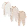 Kiddiezoom 3 PcsLot automne hiver à manches longues décontracté doux bébé fille barboteuse 100% coton doux né combinaisons vêtements 240118