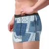 Unterhosen Herren Denim Patchwork Paisley Muster Unterwäsche Neuheit Boxershorts Höschen Homme Weich S-XXL