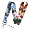 19colors demon slayer Keychain ID Credit Card Cover Pass Mobile Phone Charm Neck Straps Badge Holder Keyring Accessories