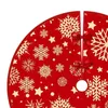 クリスマスの装飾35.4インチの木スカートスノーフレークパターンレッドクリスマスマット印刷装飾屋内屋外の装飾