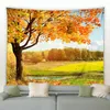 Wandteppiche, Herbstwald, Bach, Landschaft, Wandteppich, natürliche Landschaft, Wandbehang, goldene Bäume, Blätter, Tapiz-Dekor, Decke