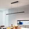 Lampes suspendues LED lumières de salle à manger à bande droite télécommande restaurant lustre minimaliste pour bureau île cuisine bar