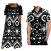 Vestidos casuais casal de verão conjunto personalizado hd modelado mumu vestido de bolso feminino com camisa masculina design tribal polinésio