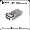 Torce torce Wuben X-3 LED di ricarica wireless LED EDC 700lumens 180 ° Testa rotante Ultra Light Peso Mini Luce portachiavi