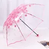 Parapluies extérieur coréen parapluie pliant mignon mini frais simple série Sen triple fleur de cerisier transparent japonais