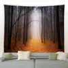 Wandteppiche, Herbstwald, Bach, Landschaft, Wandteppich, natürliche Landschaft, Wandbehang, goldene Bäume, Blätter, Tapiz-Dekor, Decke