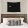 Tapestries Gold Anchor Logo Tapestry Home Decor Customized Hippie Wall Hanging Sailor Nautical Adventure For Living Room