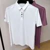 Herren Polos High-End-Marken-Poloshirt Kurzarm-Top Sommermode Stickerei Business Casual Nahtloses Eisseide-atmungsaktives T-Shirt