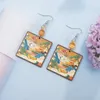 Boucles d'oreilles pendantes en acrylique pour femmes, Style ethnique de bon augure, imprimé pin de grue alpine, cadeau de tempérament esthétique, bijoux pour filles