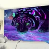 Tapestries Tiger Tapestry Wall Hanging Hippie Tapiz凶暴な動物芸術寮の布の家の装飾背景毛布