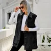 Gilet da donna Giubbotti di jeans monopetto da donna Cardigan con colletto rovesciato Lavaggio solido Tasche streetwear Impiombato Leggero strech