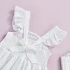 Vestidos infantis para meninas, vestido casual com babados, alças de ombro, sem mangas, laço nas costas, laço, princesa, arco-íris, estampado