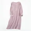 Casual Dresses Muslin Cotton Elegant Party For Women 2024 Long Sleeve Button Up Lace Midi Dress Chic Sundress Vestidos