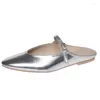 Hausschuhe 2024 Frühling Single Silber Schuhe Mode Flache Slip Auf Frauen Flache Damen Casual Outdoor Ballerina Schuh