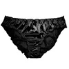 Women's Panties 2024 Ladies Frill Trim Satin Briefs Ice Silk Seamless No Show Underwear Invisible Tanga Bragas
