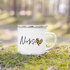 Mugs Life Print Creative Coffee Cups Drinks Dessert Breakfast Milk Cup Enamel Handle Drinkware Gifts For