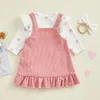 Ensembles de vêtements Printemps Né Bébé Filles Vêtements Côtelé Coeur Imprimé Volants Manches Longues Bodys Corduroy Poche Jarretelle Robe Chapeaux