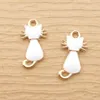 Encantos 10 pçs gato para fazer jóias esmalte animal colar pingente brinco pulseira acessórios diy artesanato suprimentos banhado a ouro